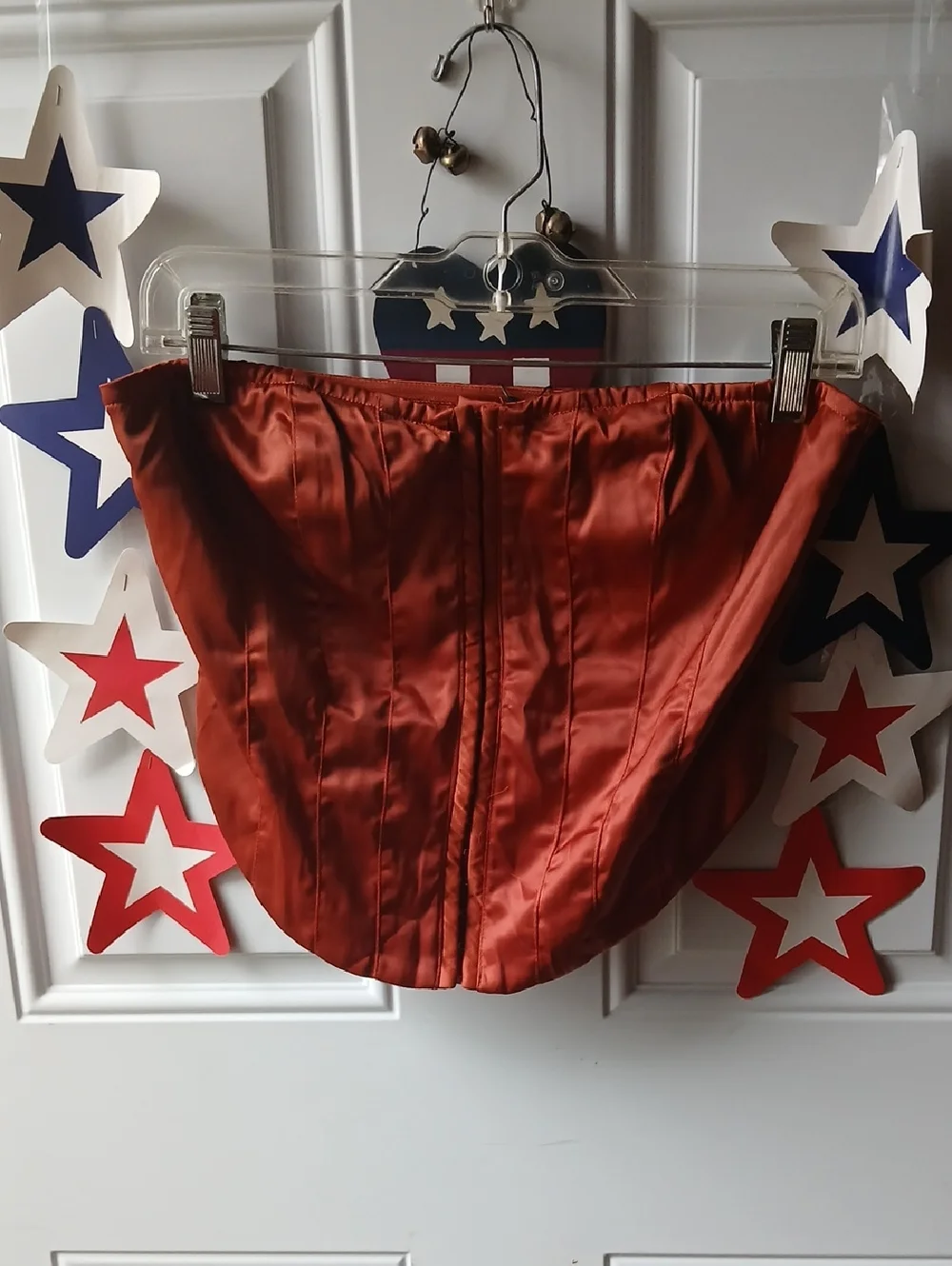Women's Satin Matching Set Top And Pants in Rust - Picture 2 of 8